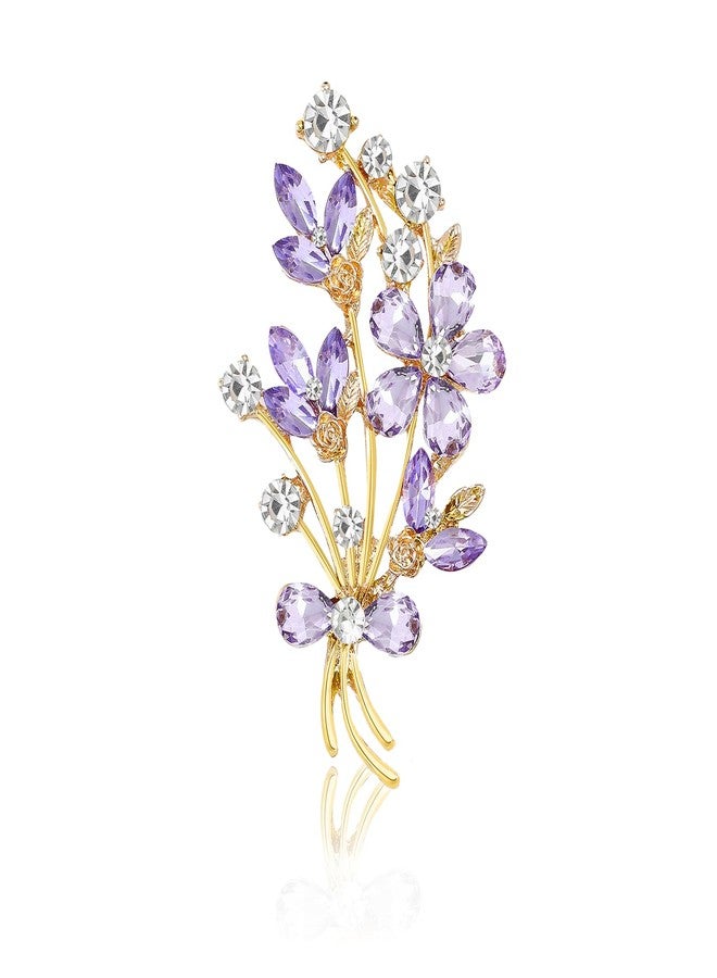 ZGGAZCA Purple Brooches for Women Vintage Flower Pin Elegant Brooch Pins for Ladies and Womens Sparkling Rhinestone Corsage for Mother Retro Floral Accessories - Image 1